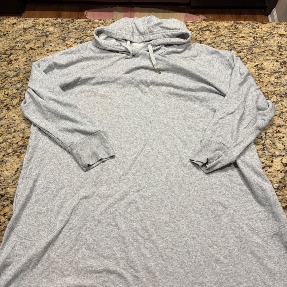 Old Navy Heather Gray Hoodie Dress Plus Size 3X Long Sleeve Pockets High Low Hem